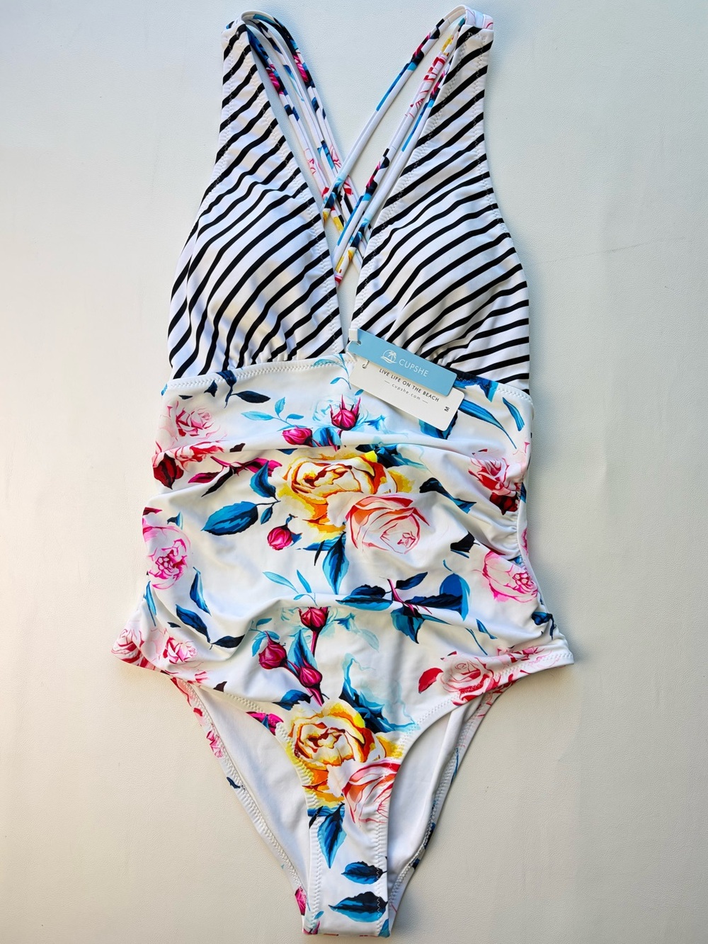 🌺Cupshe Floral & Striped Halter Top One-Piece🌺